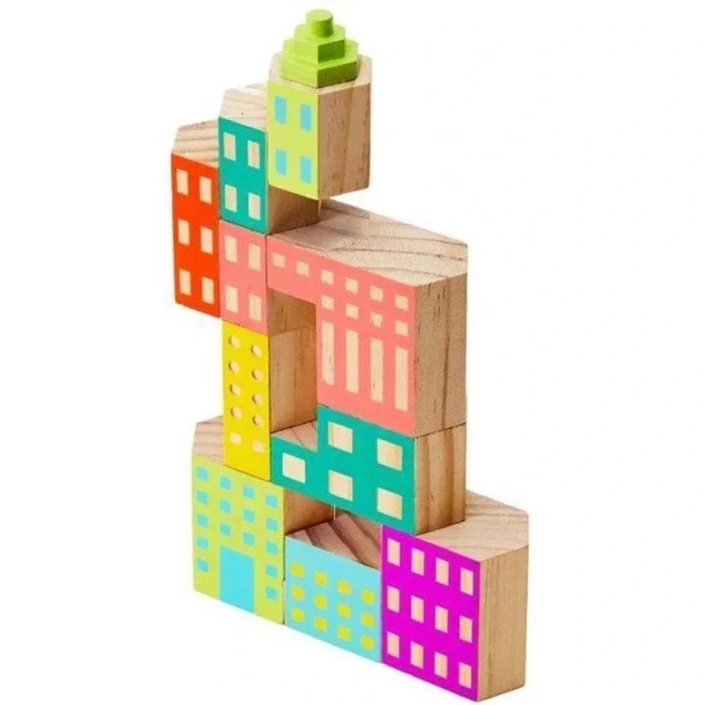 Areaware Blockitecture Deco Architectural Wooden Building Blocks 10pc Set‎ NEW